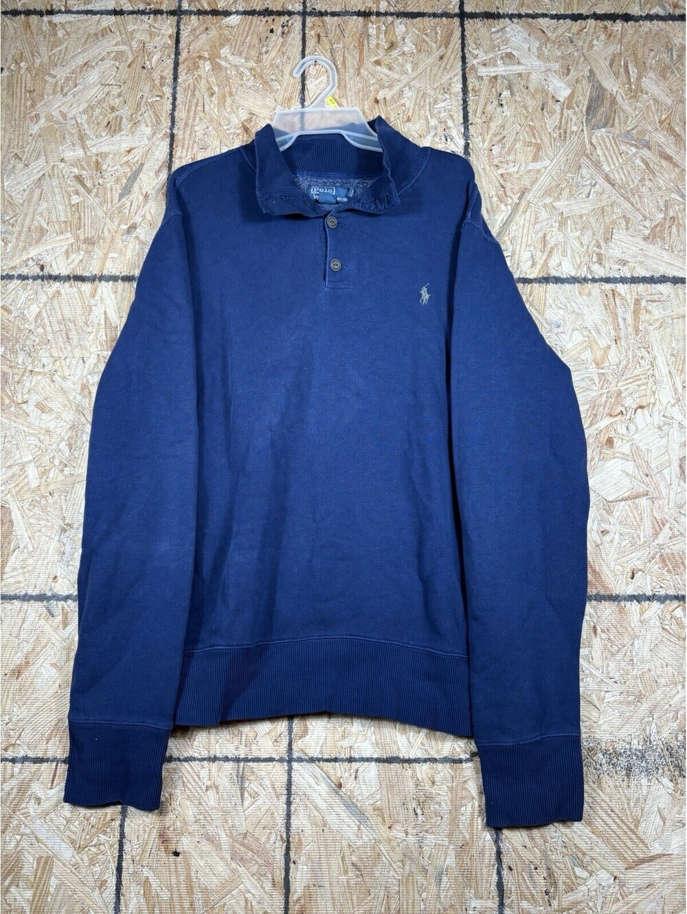 Polo Ralph Lauren Long Sleeve Classic 1/4 Button Fit Blue/blue Pony Men's Large
